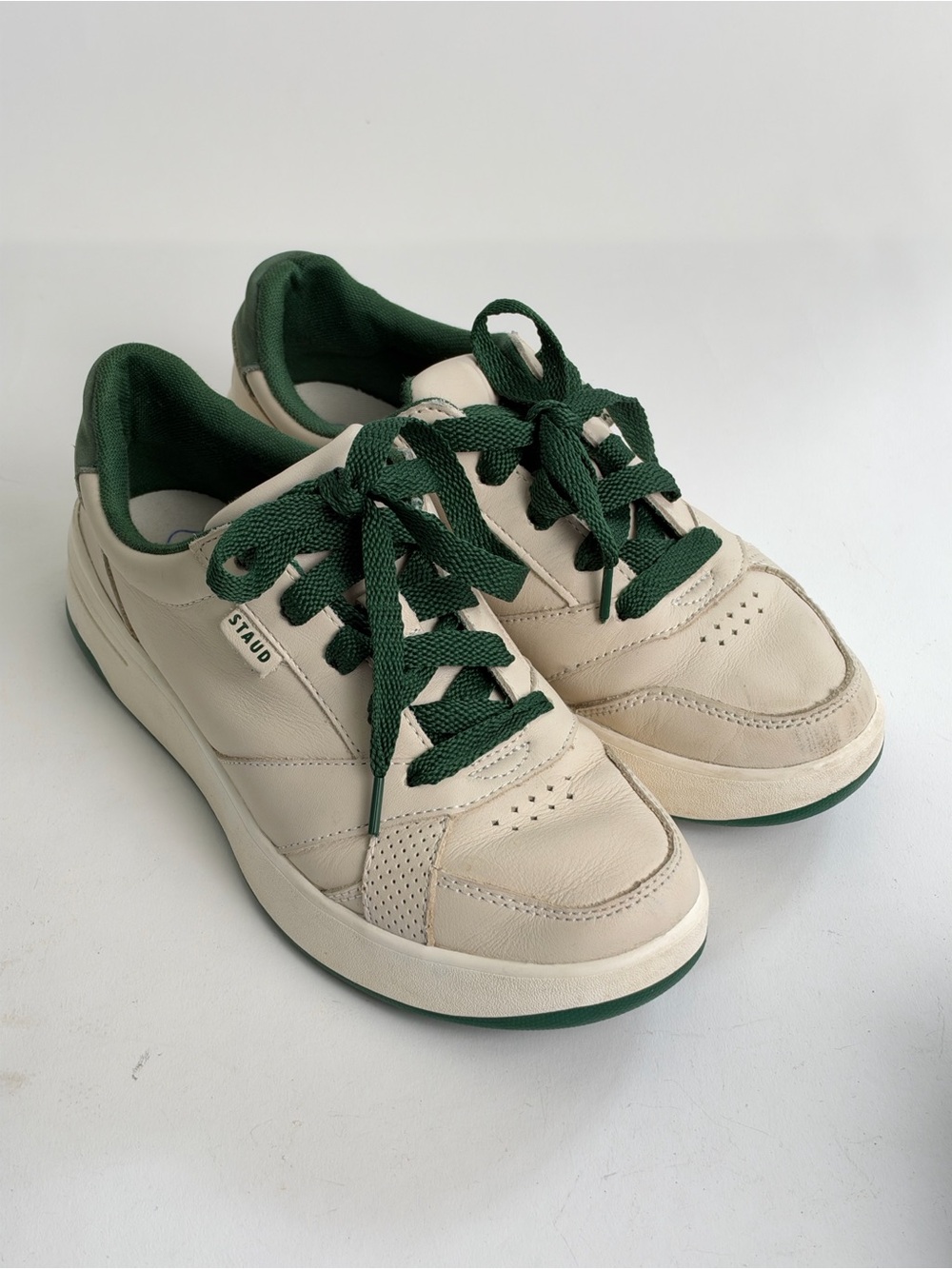 Staud x Keds The Court Pickle Ball Sneakers in cream/green